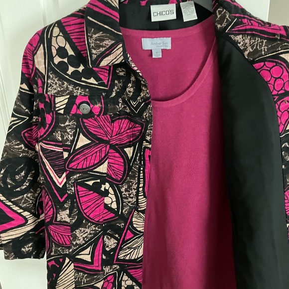 Chicos Ladies Lined Jacket, Multicolor, 3/4!slv Sz1 - Picture 4 of 9